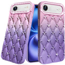 iPhone 17 Air Floral Joy Glitter Shimmer Leather Feel Thick TPU Case - Light Pink/Light Purple