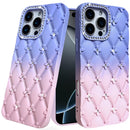iPhone 16 Pro Max 6.9 Floral Joy Glitter Shimmer Leather Feel Thick TPU Case - Light Blue/Light Pink