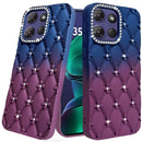 Motorola Moto G Stylus 5G (2025) Floral Joy Glitter Shimmer Leather Feel Thick TPU Case - Dark Blue/Burgundy