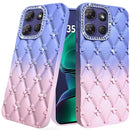 Motorola Moto G Stylus 5G (2025) Floral Joy Glitter Shimmer Leather Feel Thick TPU Case - Light Blue/Light Pink