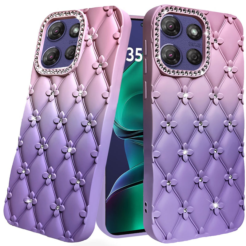 Motorola Moto G Stylus 5G (2025) Floral Joy Glitter Shimmer Leather Feel Thick TPU Case - Light Pink/Light Purple | FR Wireless Motorola Moto G Stylus 5G (2025) Floral Joy Glitter Shimmer Leather Feel Thick TPU Case - Light Pink/Light Purple | FR Wireless