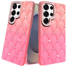 Samsung s26 Ultra Floral Joy Glitter Shimmer Leather Feel Thick TPU Case - Orange/Pink