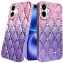 iPhone 17 Floral Joy Glitter Shimmer Leather Feel Thick TPU Case - Light Pink/Light Purple