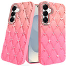 Samsung s26 Floral Joy Glitter Shimmer Leather Feel Thick TPU Case - Orange/Pink