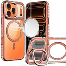 For iPhone 17 Pro Max Luxury Diamond Edged Magnetic Glitter Circle Hybrid with Camera Stand - Rose Gold