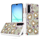 For Samsung A17 5G Luxury Crystal Heart Rhinestones Diamond Bling Hybrid Case - Rose Gold