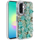 For Samsung Galaxy A27 Muti-Color Floral Bling Stones Ornaments Case - Blue