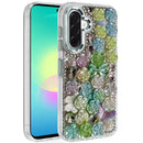 For Samsung Galaxy A27 Muti-Color Floral Bling Stones Ornaments Case - Green