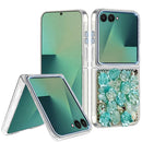 For Samsung Z Flip 7 Muti-Color Floral Bling Stones Ornaments Case - Blue