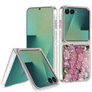For Samsung Z Flip 7 Muti-Color Floral Bling Stones Ornaments Case - Pink