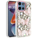 Motorola Moto G 5G 2025 Lavished Floral Butterfly Bling Stones Hybrid Case - Pink