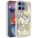 Motorola Moto G 5G 2025 Lavished Floral Butterfly Bling Stones Hybrid Case - Rose Gold