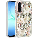 For Samsung A17 5G Lavished Floral Butterfly Bling Stones Hybrid Case - Rose Gold
