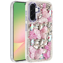 For Samsung Galaxy A57 Lavished Floral Butterfly Bling Stones Hybrid Case - Purple