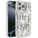 iPhone 16 Pro Max 6.9 Lavished Floral Butterfly Bling Stones Hybrid Case - Silver
