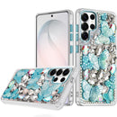 Samsung s26 Ultra Lavished Floral Butterfly Bling Stones Hybrid Case - Blue