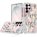 Samsung s26 Ultra Lavished Floral Butterfly Bling Stones Hybrid Case - Pink