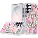 Samsung s26 Ultra Lavished Floral Butterfly Bling Stones Hybrid Case - Purple