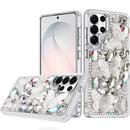 Samsung s26 Ultra Lavished Floral Butterfly Bling Stones Hybrid Case - Silver