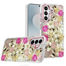 For Samsung s25 FE Muti-Color Rose Bling Stones Ornaments Case - Pink