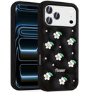 For Apple iPhone 18 Pro Max Fashionable Silicone Case Daisy Bloom Design - Black