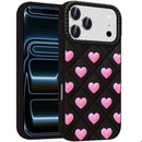 For Apple iPhone 18 Pro Max Fashionable Silicone Case Quilted Hearts Design - Black