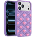 For Apple iPhone 18 Pro Max Fashionable Silicone Case Quilted Hearts Design - Lavender