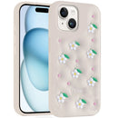 For iPhone 15 / iPhone 14 / iPhone 13 Fashionable Silicone Case Daisy Bloom Design - Beige