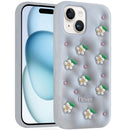 For iPhone 15 / iPhone 14 / iPhone 13 Fashionable Silicone Case Daisy Bloom Design - Light Blue