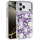 For iPhone 17 Pro Max Spectacular Full Bling Stones Glitter HQ Hybrid Floral Series - Purple