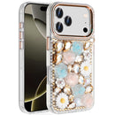 iPhone 17 Pro Spectacular Full Bling Stones Glitter HQ Hybrid Floral Series - Gold