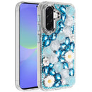 For Samsung Galaxy A37 Spectacular Full Bling Stones Glitter HQ Hybrid Floral Series - Blue