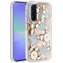 For Samsung Galaxy A37 Spectacular Full Bling Stones Glitter HQ Hybrid Floral Series - Gold
