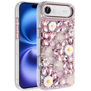 iPhone 17 Air Spectacular Full Bling Stones Glitter HQ Hybrid Floral Series - Pink