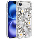 iPhone 17 Air Spectacular Full Bling Stones Glitter HQ Hybrid Floral Series - White