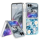 Motorola Razr 2024 Spectacular Full Bling Stones Glitter HQ Hybrid Floral Series - Blue