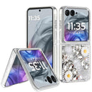 Motorola Razr 2024 Spectacular Full Bling Stones Glitter HQ Hybrid Floral Series - White