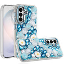 For Samsung Galaxy s26 FE Spectacular Full Bling Stones Glitter HQ Hybrid Floral Series - Blue