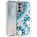 Samsung s26 Spectacular Full Bling Stones Glitter HQ Hybrid Floral Series - Blue