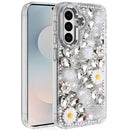 Samsung s26 Spectacular Full Bling Stones Glitter HQ Hybrid Floral Series - White
