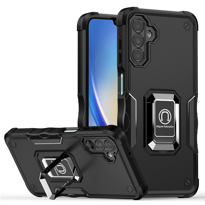 Samsung A15 5G OPTIMUM Magnetic Ring Stand Hybrid Case Cover - Black