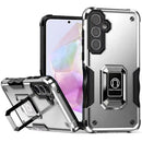 For Samsung Galaxy A36 / A56 OPTIMUM Magnetic Ring Stand Hybrid Case Cover - Silver