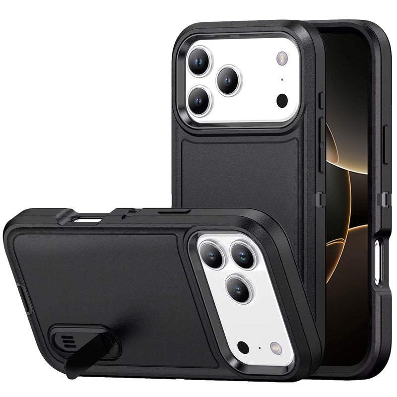iPhone 17 Pro Max PEAK 3in1 Toughest Hybrid with Stand Cover Case - Black/Black