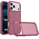 For Apple iPhone 18 Pro Max Polished Oil Thick Acrylic Metal Button Hybrid Case Cover - Burgundy