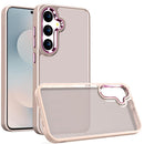 Samsung s26 Polished Oil Thick Acrylic Metal Button Hybrid Case Cover - Beige