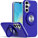 For Samsung A16 5G Metal CD Pattern Matte Finished Hybrid with Rotational Ring [Car Mount Friendly] Case - Blue