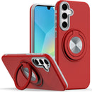 For Samsung A16 5G Metal CD Pattern Matte Finished Hybrid with Rotational Ring [Car Mount Friendly] Case - Red