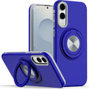 Samsung Galaxy s25 Edge Metal CD Pattern Matte Finished Hybrid with Rotational Ring [Car Mount Friendly] Case - Blue