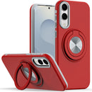 Samsung Galaxy s25 Edge Metal CD Pattern Matte Finished Hybrid with Rotational Ring [Car Mount Friendly] Case - Red