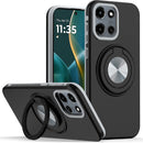 Moto G Stylus 5G 2025 Metal CD Pattern Matte Finished Hybrid with Rotational Ring [Car Mount Friendly] Case - Black